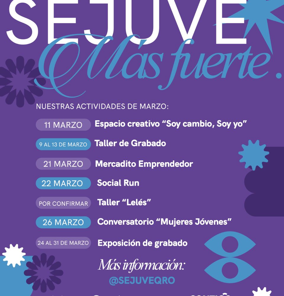 71 273 50744 973411811 02 03 26 SEJUVE AGENDA MUJERES JOVENES